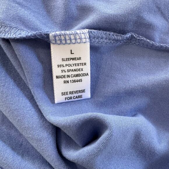 Hanes Large Cloud Knit Blue Comfort Sleep V Neck Short Sleeve Top NEW NWT - Picture 6 of 10